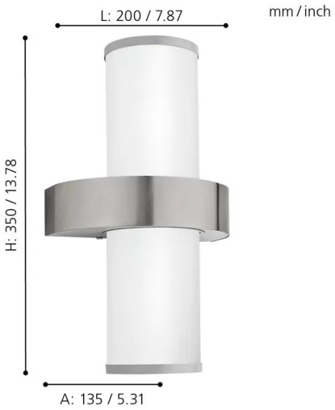 EGLO 86541 - Applique da esterno BEVERLY 2xE27/60W argento / bianco