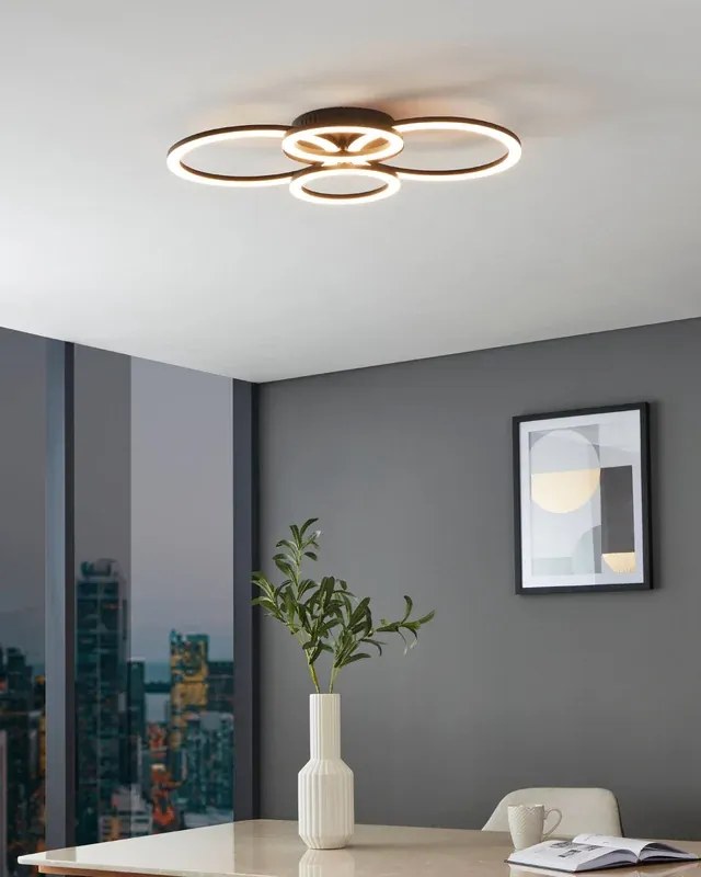Plafoniera LED bagno e garage moderno Parrapos-Z, nero 61.5x45 cm, luce naturale dimmerabile, 5800 lumen EGLO