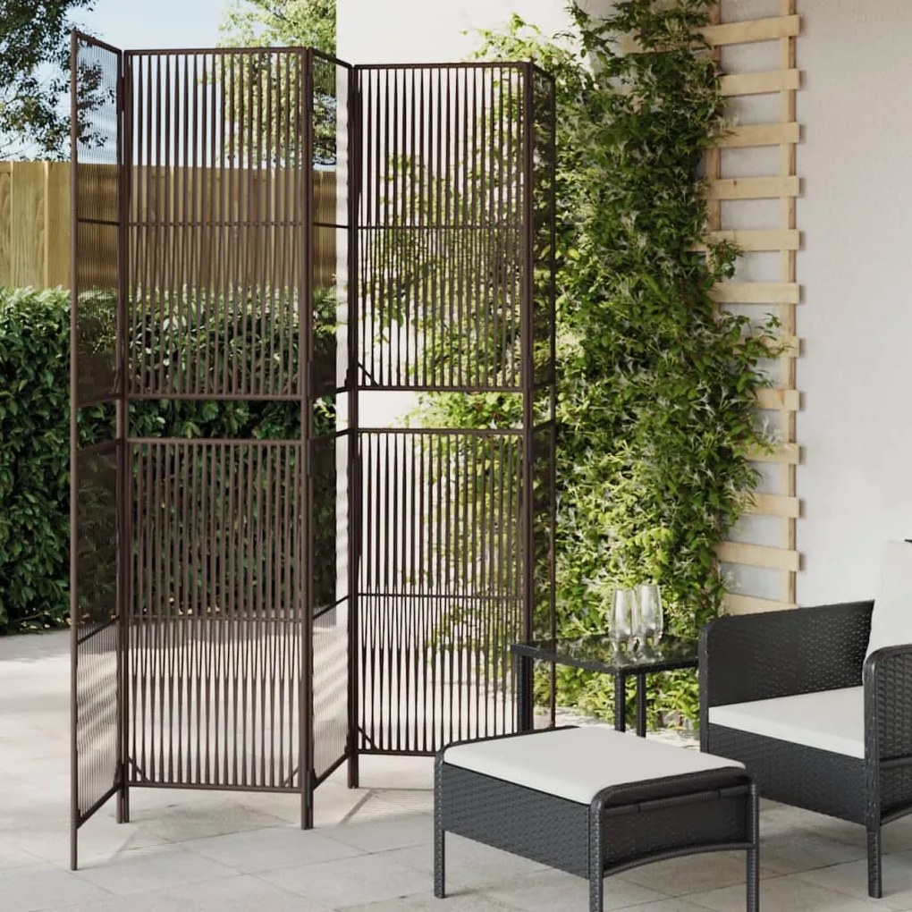 Divisorio Per Ambienti A 5 Pannelli Marrone İn Polyrattan /