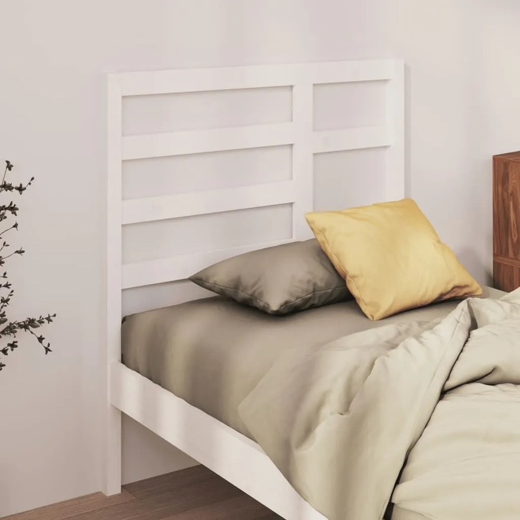 Testiera Per Letto Bianca 96x4x104 Cm İn Legno Massello Di Pino /