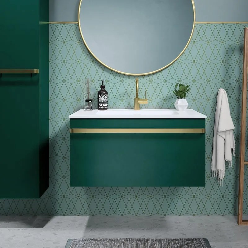 Mobile bagno con lavabo L 80 x H 40 x P 45.5 cm verde e oro per vasca centrale Loa