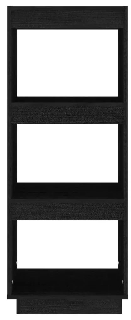 Libreria/divisorio nero 40x35x103 cm in legno massello di pino