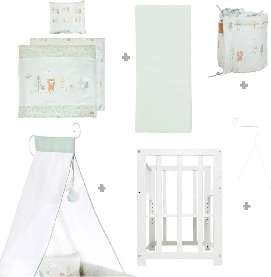 Culla bianca con altezza regolabile e per co-sleeping 90x45 cm Woodland Buddies – Roba