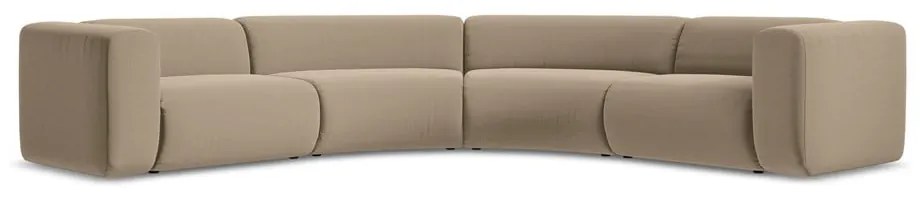 Divano angolare beige con rivestimento in velluto Ekahi – Makamii