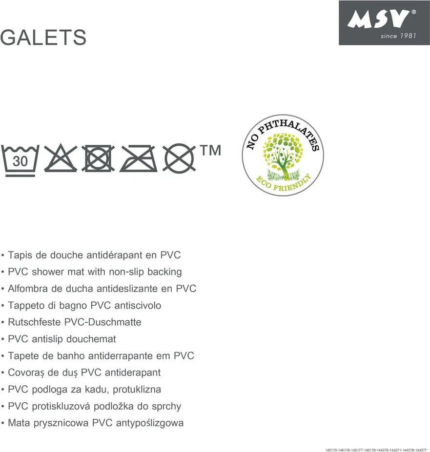 Tappetino antiscivolo per la vasca 35x68 cm Galets – MSV