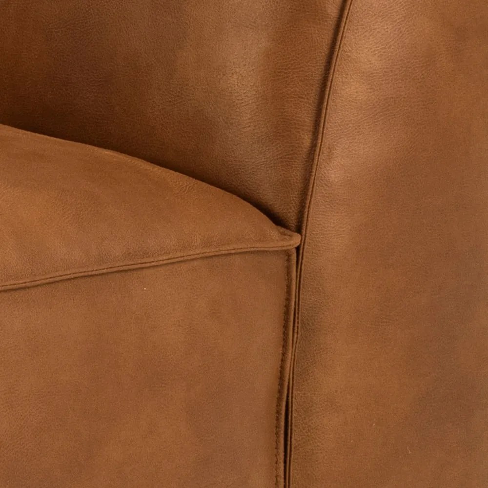 Divano angolare marrone cognac in pelle riciclata, angolo destro, 282 cm Fairfield - Bonami Selection