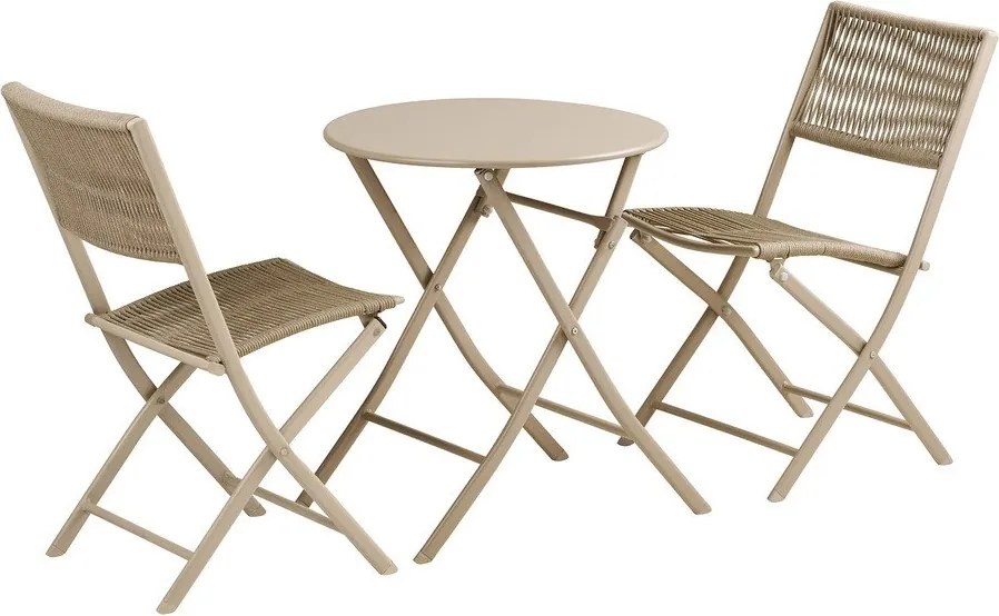 Set da pranzo da giardino beige in metallo per 2 persone Arcas – House Nordic