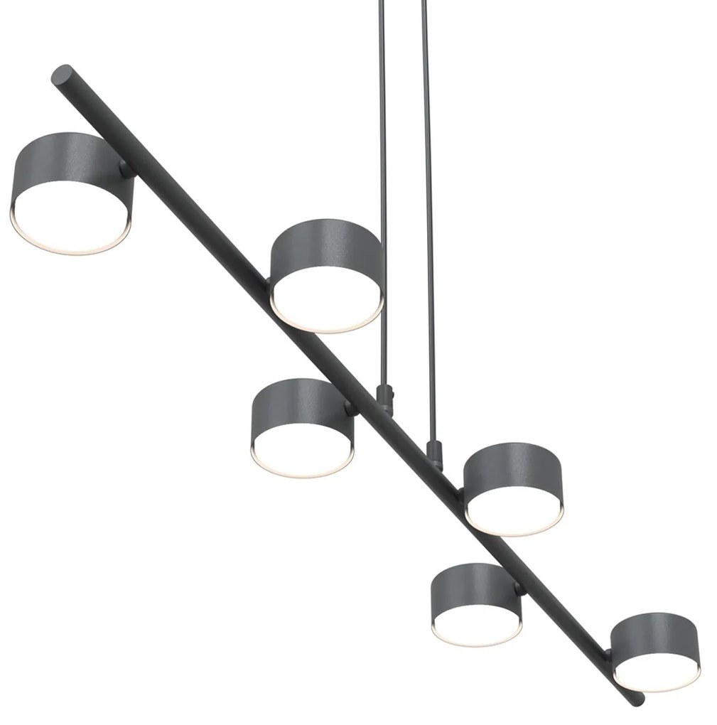 Lampadario Minimal Hermes Acciaio Nero 6 Luci Gx53 Ip20