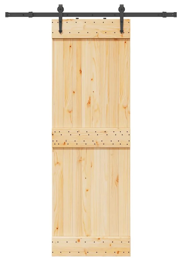 Porta Scorrevole Con Set Hardware 70x210 Cm Legno Massello Pino /