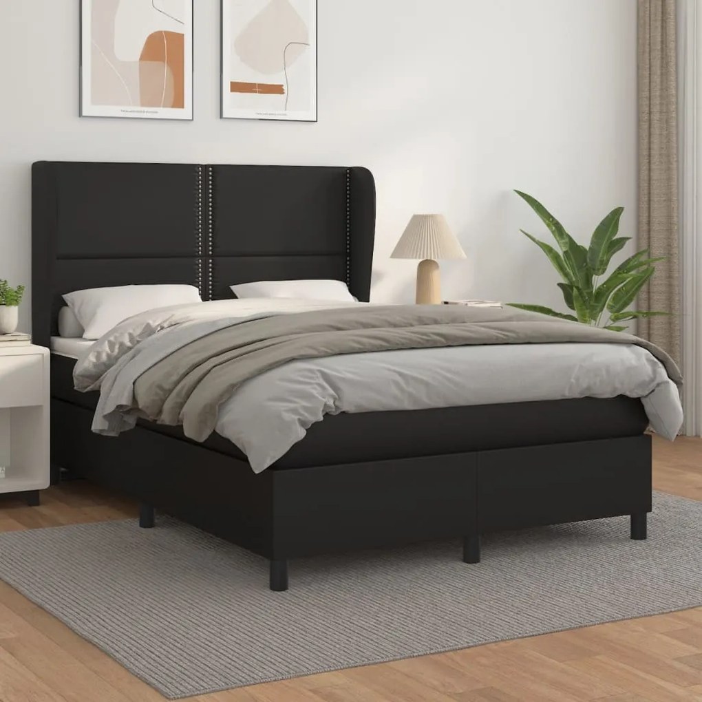 Giroletto A Molle Con Materasso Nero 140x200 Cm İn Similpelle /