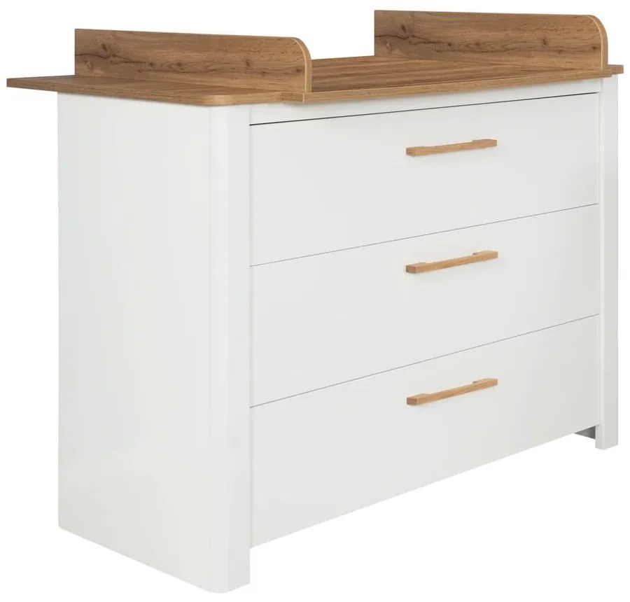 Cassettiera bassa bianca in rovere con fasciatoio 119x100 cm Ava - Roba