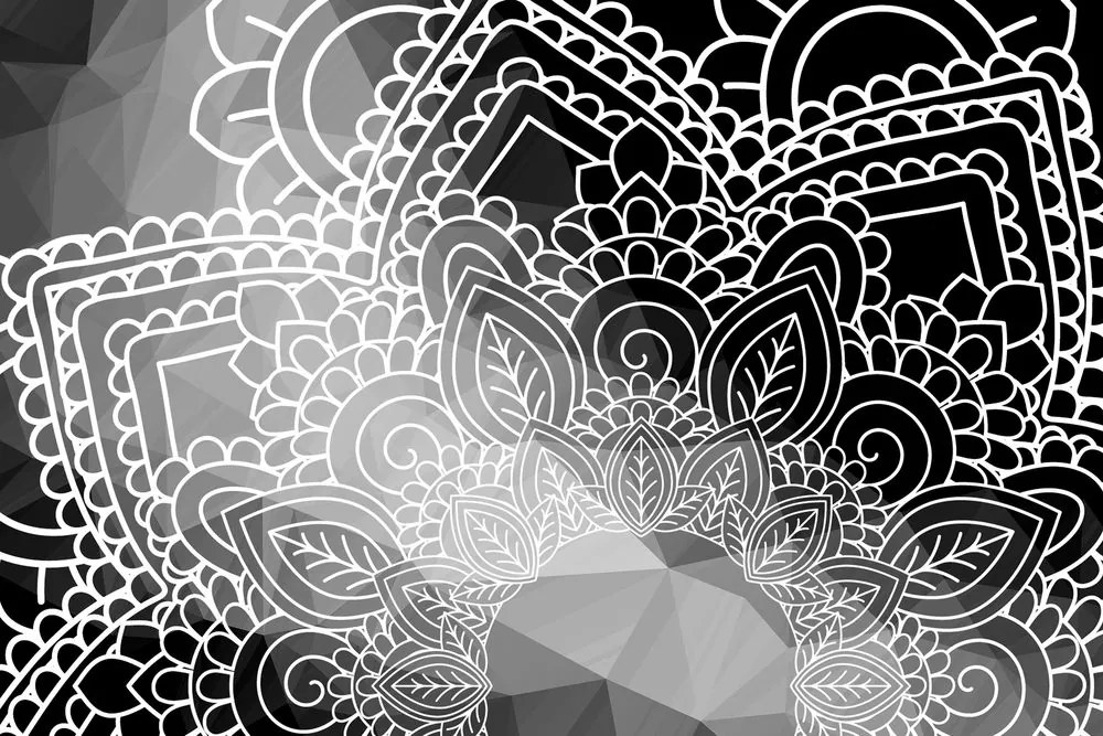 Quadro su tela – Elementi di Mandala in bianco e nero