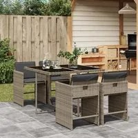 Set da Pranzo da Giardino 5 pz con Cuscini in Polyrattan Grigio 3211076