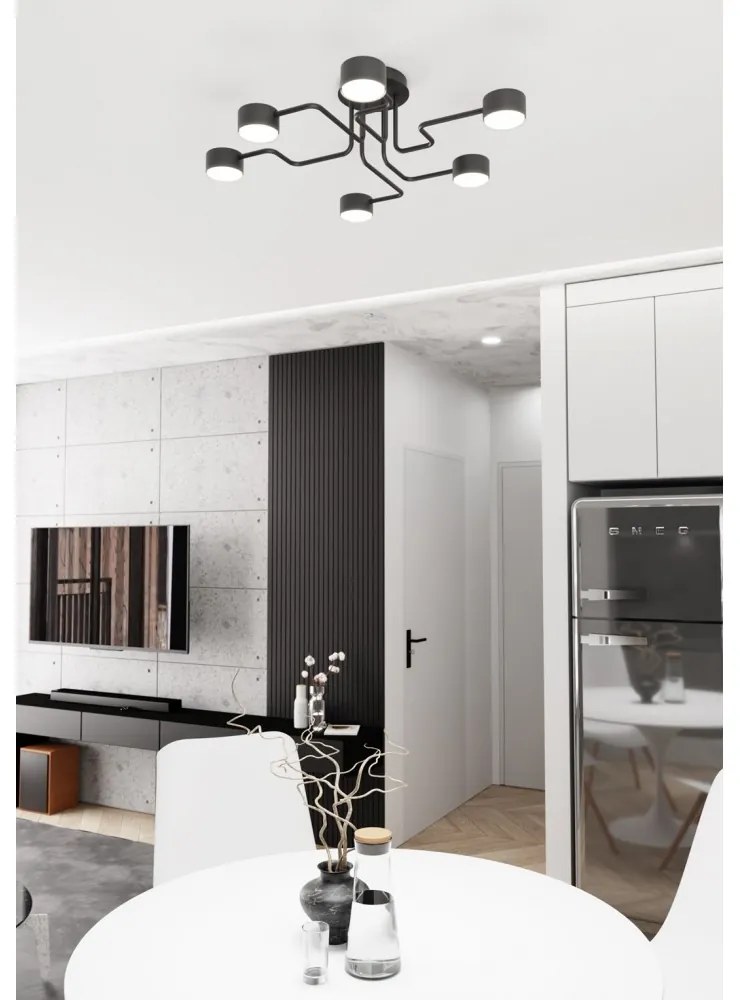 Lampada da soffitto in acciaio KURAGE 6 nera 6xGX53 Colore del corpo Nero