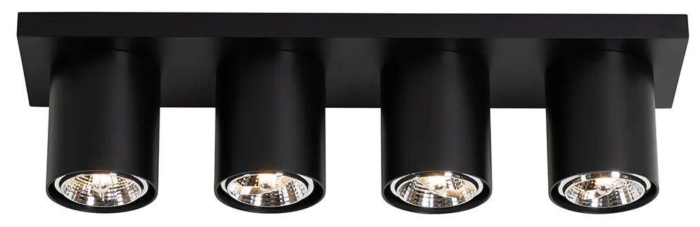Faretto da soffitto moderno nero 4 luci - Tubo