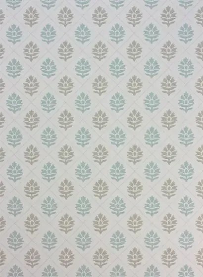 Nina Campbell Carta da parati Camille - Aqua/ Beige