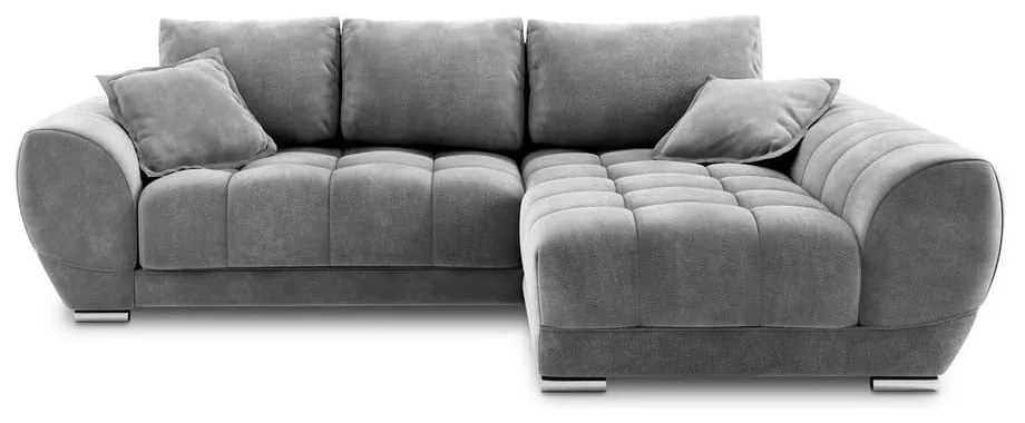 Divano letto angolare grigio con rivestimento in velluto, angolo destro Nuage - Windsor &amp; Co Sofas