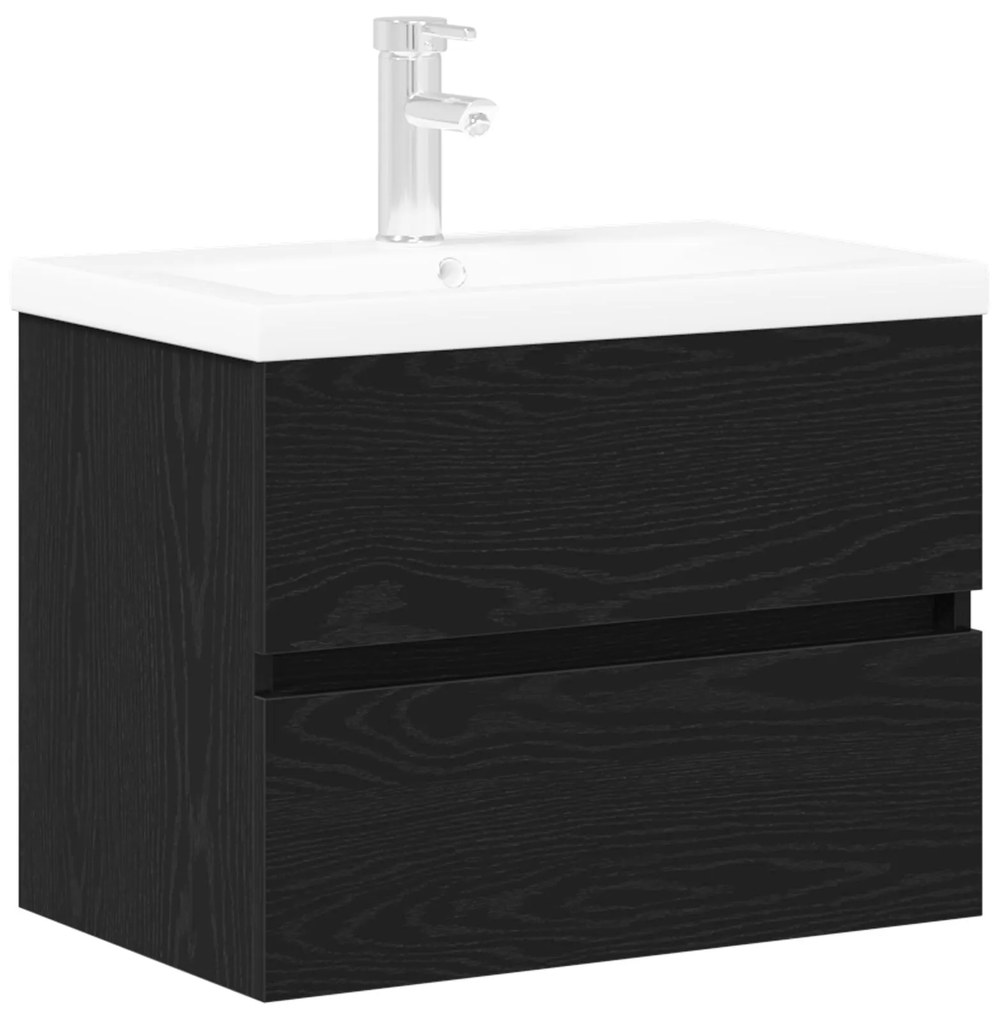 Mobile lavabo con lavabo integrato rovere nero legno ingegnerizzato, mobile lavabo rovere nero 60x38,5x45 cm legno ingegnerizzato