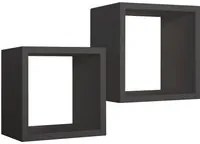 Set 2 Mensole Cubo da Parete Quadrato in Fibra di Legno Q-Bis Maxi Nero