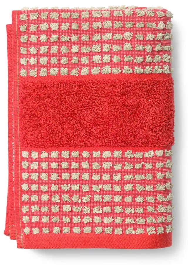 Asciugamano rosso in spugna di cotone biologico 50x100 cm Check - JUNA