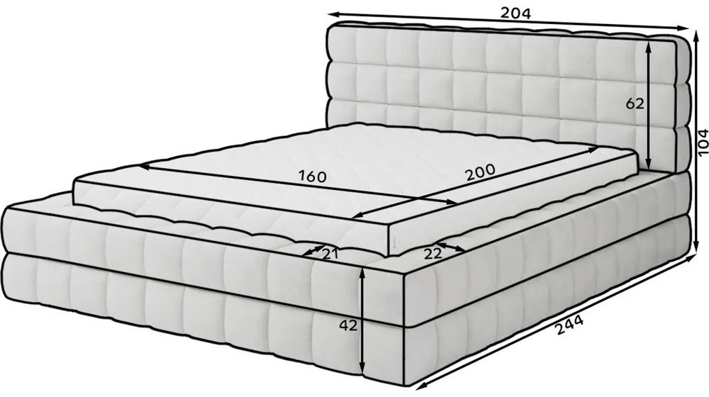 Letto matrimoniale imbottito verde scuro con contenitore e rete inclusi 160x200 cm Dizzle – ELTAP