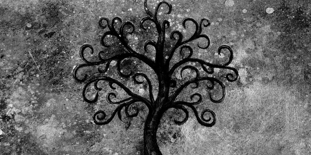 Stampa su tela – Albero della vita in bianco e nero