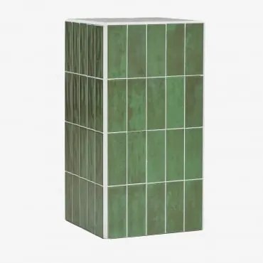 Tavolino Quadrato 30x30 Cm In Cemento E Piastrelle Bongani Verde Cactus - Sklum