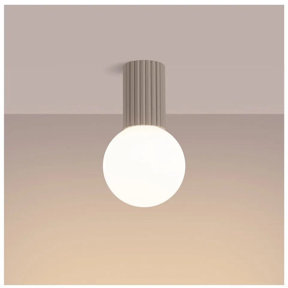 Plafoniera grigio tortora con paralume in vetro ø 12 cm Orbital – Sollux