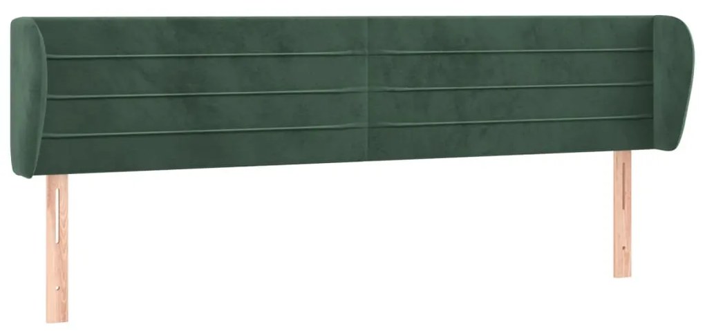 Testiera ad orecchio verde scuro 183x23x78/88 cm in velluto