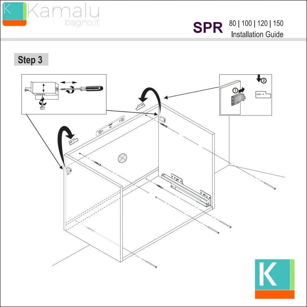 Mobile bagno sospeso 80cm lavabo incasso e due ante SV-80A - KAMALU