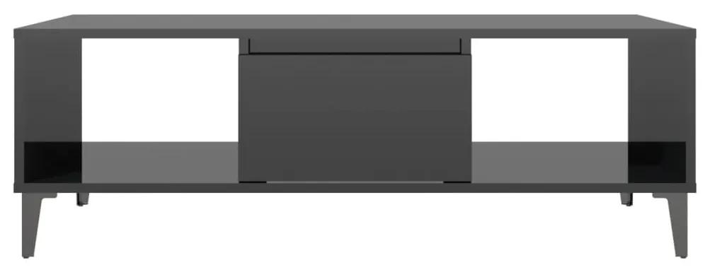 Tavolino da Salotto Nero Lucido 103,5x60x35cm Legno Multistrato