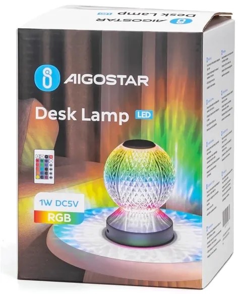 Aigostar-LED RGB Lampada da tavolo ricaricabile dimmerabile LED/1W/5V 1800mAh 13,5cm + +TC