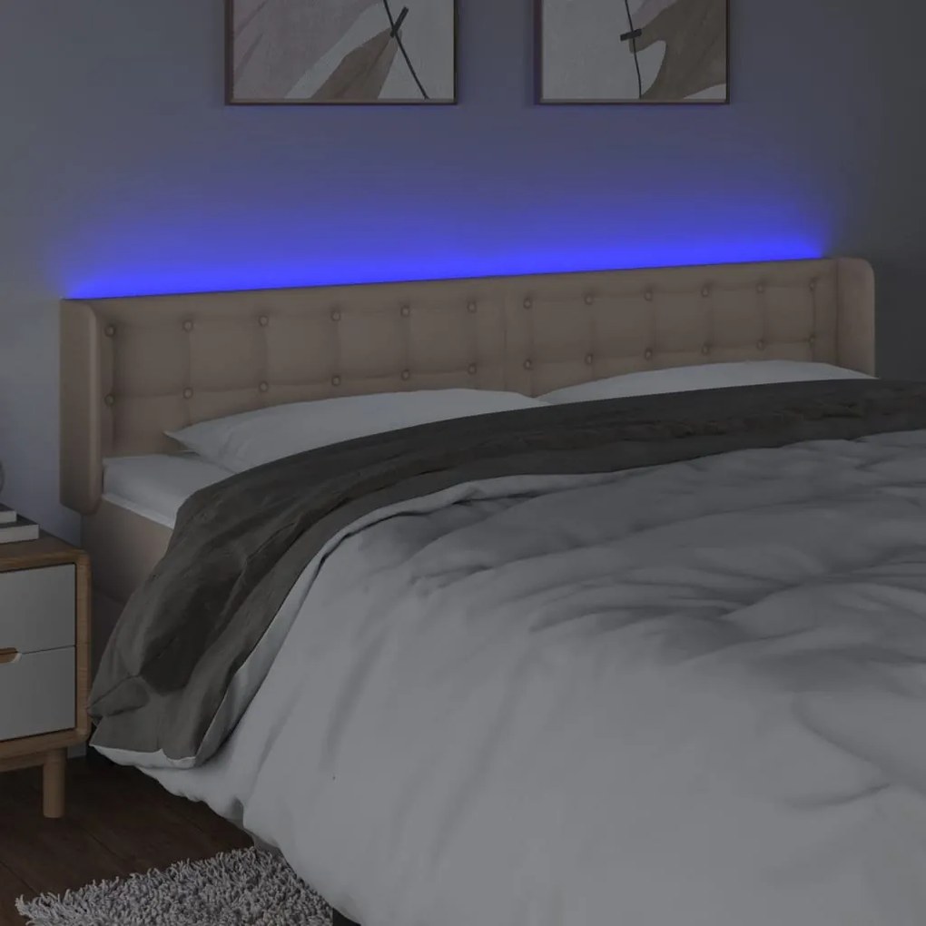 Testiera cappuccino a led 163x16x78/88 cm in similpelle