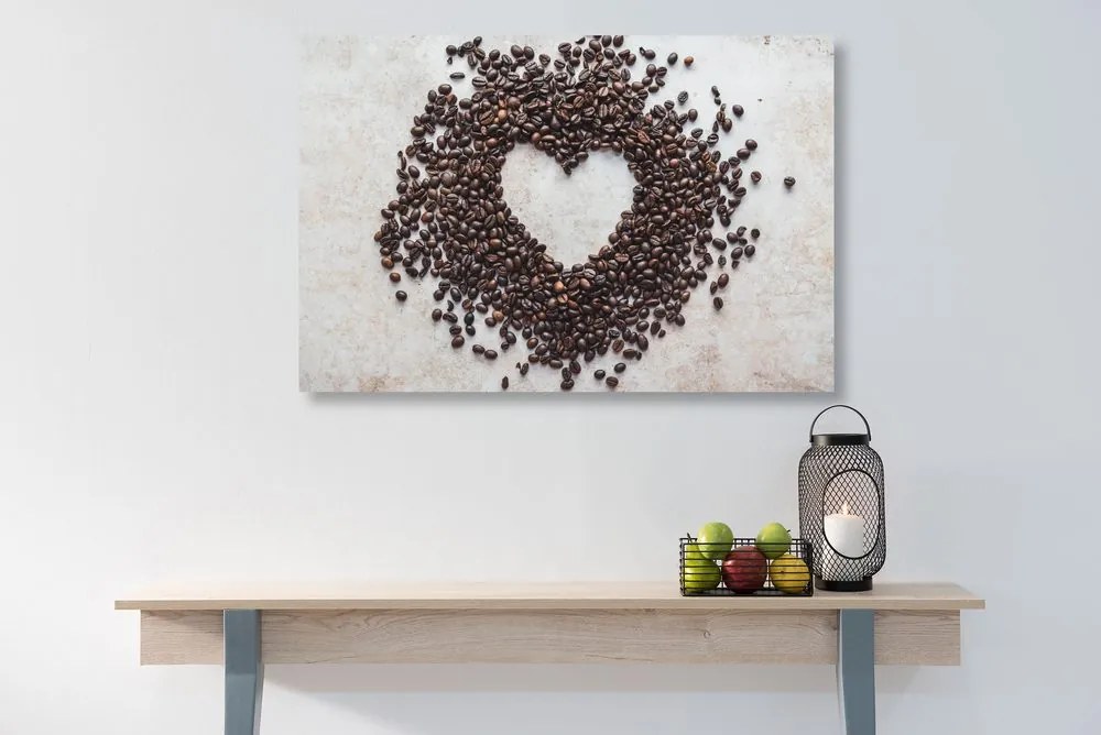 Quadro su tela – Cuore di chicchi di caffè