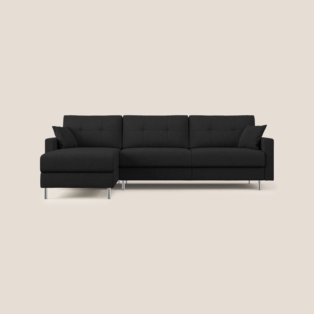 Megan divano letto angolare in microfibra smacchiabile T11 nero