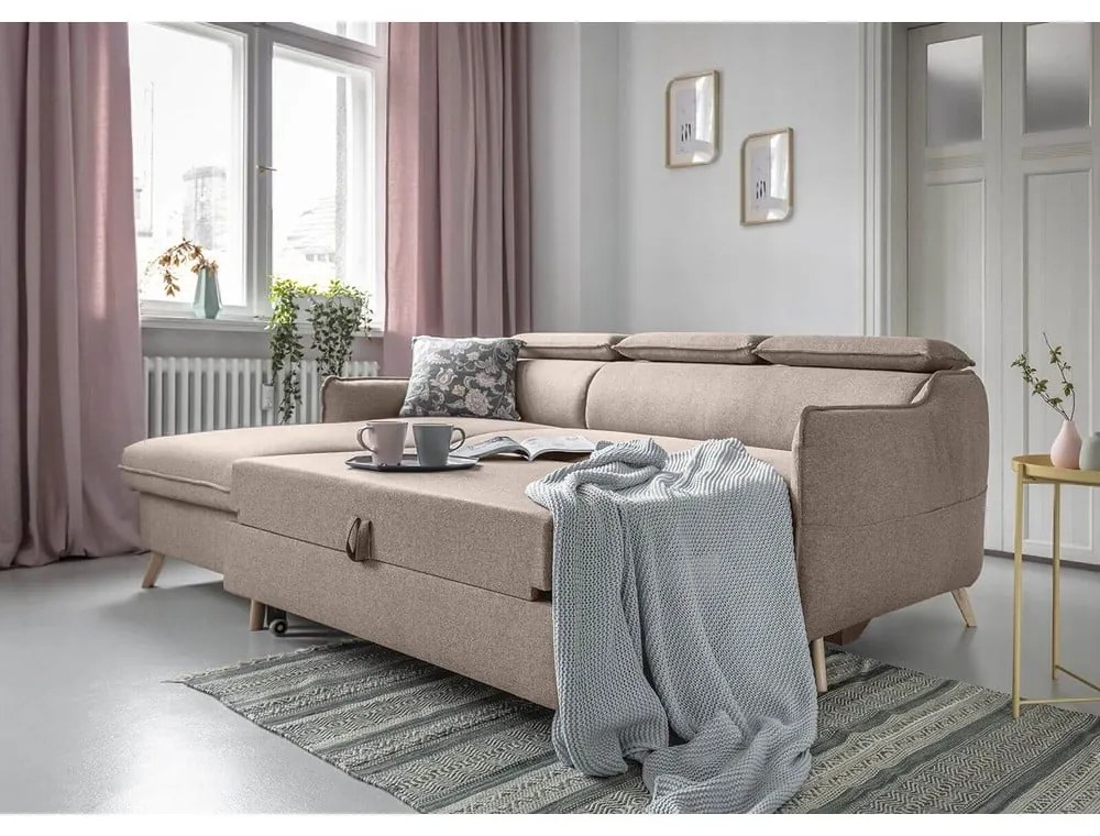Divano letto angolare beige (angolo sinistro) Sweet Harmony - Miuform