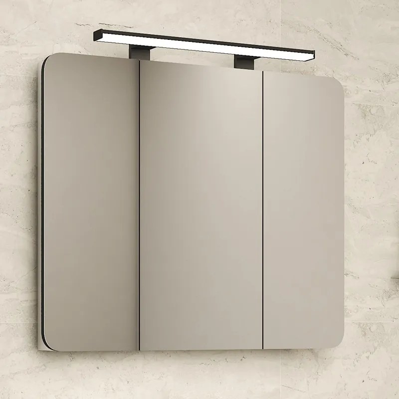 Kamalu - Composizione bagno sospesa 85 cm colore nero grafite matt | LAC-ARES-85