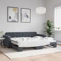 Divano Letto con Letto Estraibile Grigio Scuro 90x200cm Velluto 3196930