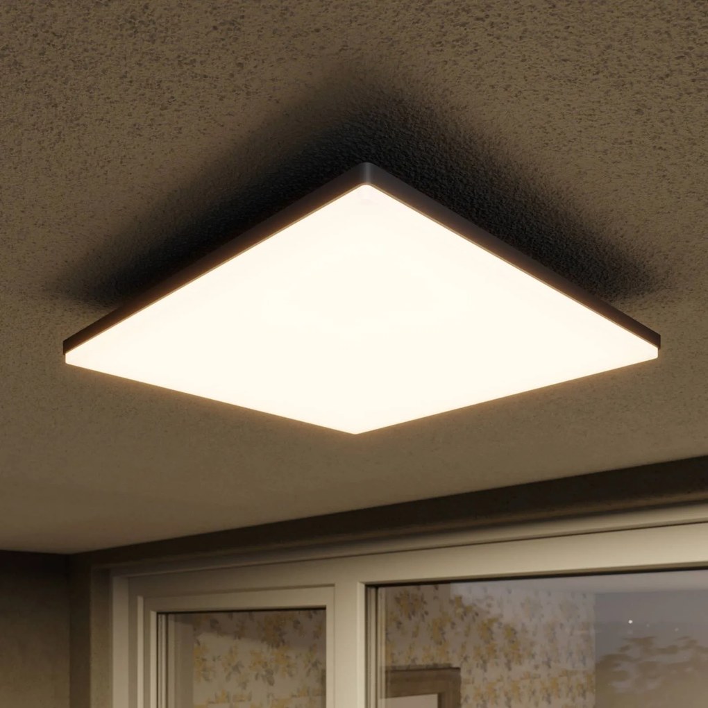 Plafoniera quadrata da esterni LED Henni Lucande, Alluminio / Grigio / Zincato, Moderno, Plafoniere LED