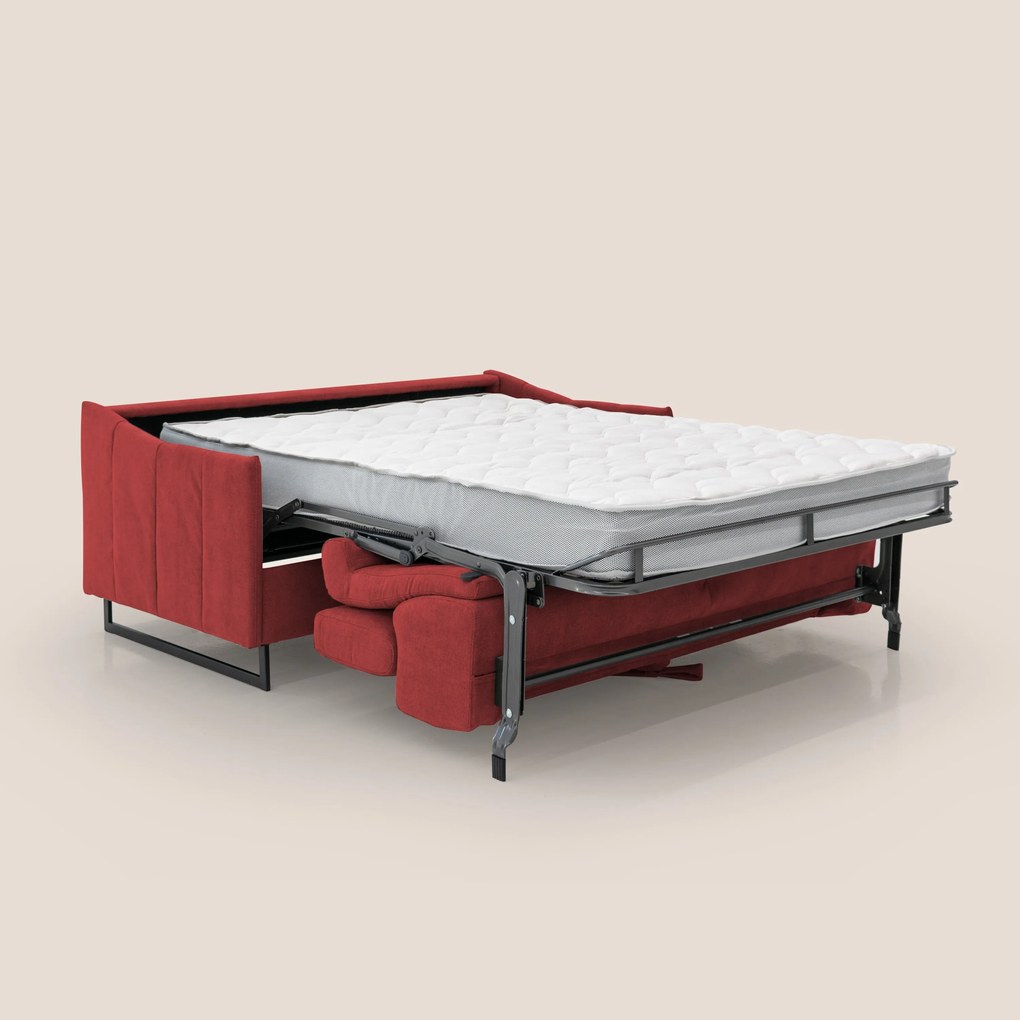 Loto divano letto salvaspazio materasso H18 cm con piedi alti in morbido tessuto impermeabile T14 rosso