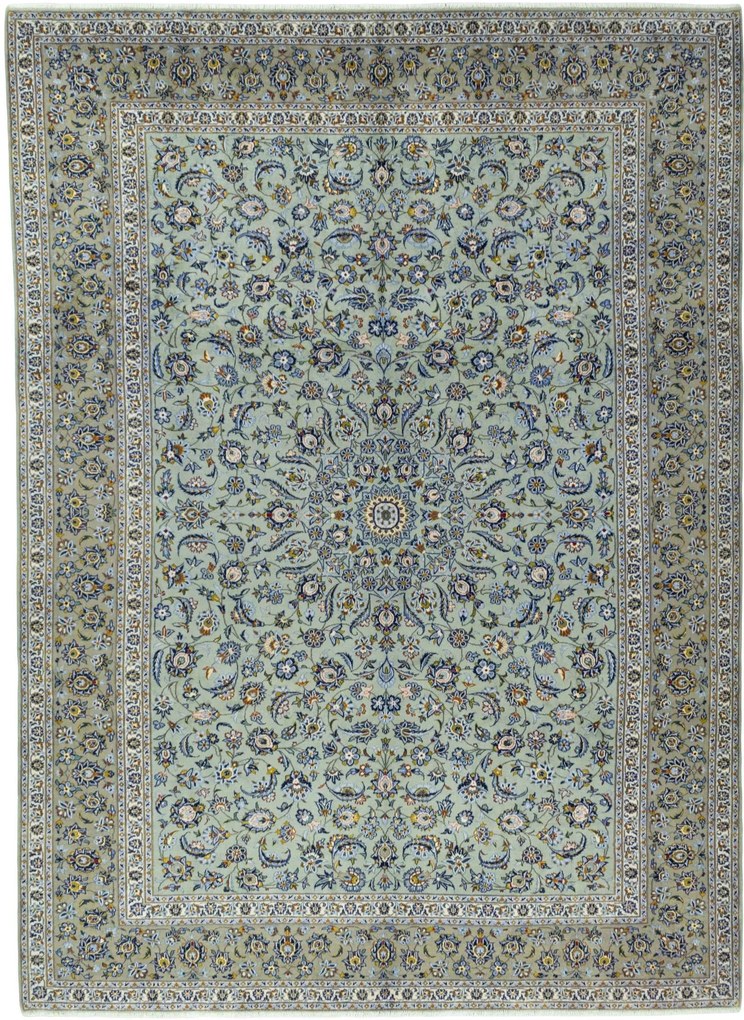 Kashan Tappeto persiano 420 x 310 Verde (Iran) Annodato A Mano
