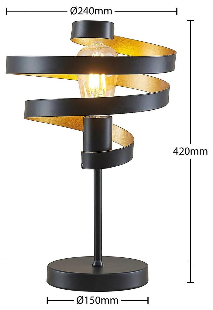 Lindby Colten lampada da tavolo, nero, oro