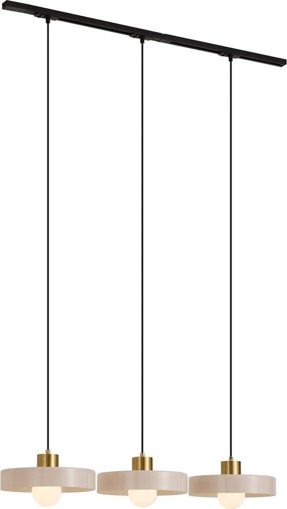 Sistema a binario moderno nero con 3 lampade a sospensione ottone e bianco monofase - Iconic Jina