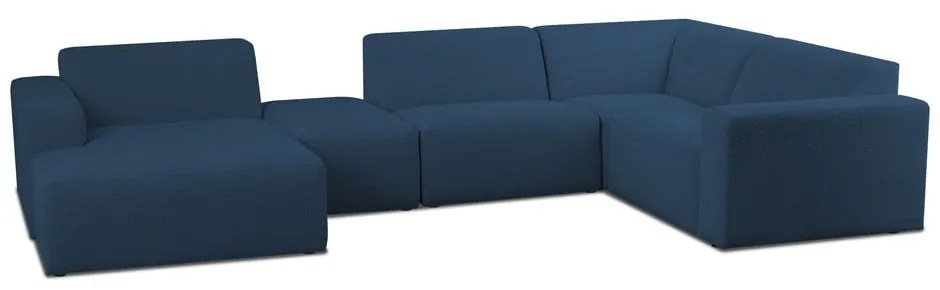 Divano angolare blu scuro in tessuto bouclé (a U) Roxy - Scandic