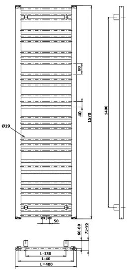 Bruckner - Bagno radiatore ALBRECHT 547W/230V 50x157 cm bianco