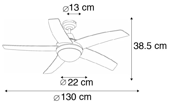 Ventilatore da soffitto nero con stampa legno 132 cm con telecomando - Cool