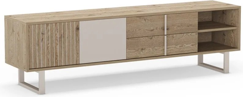 Mobile TV in rovere di colore grigio-naturale 180x51,5 cm Millay - Marckeric