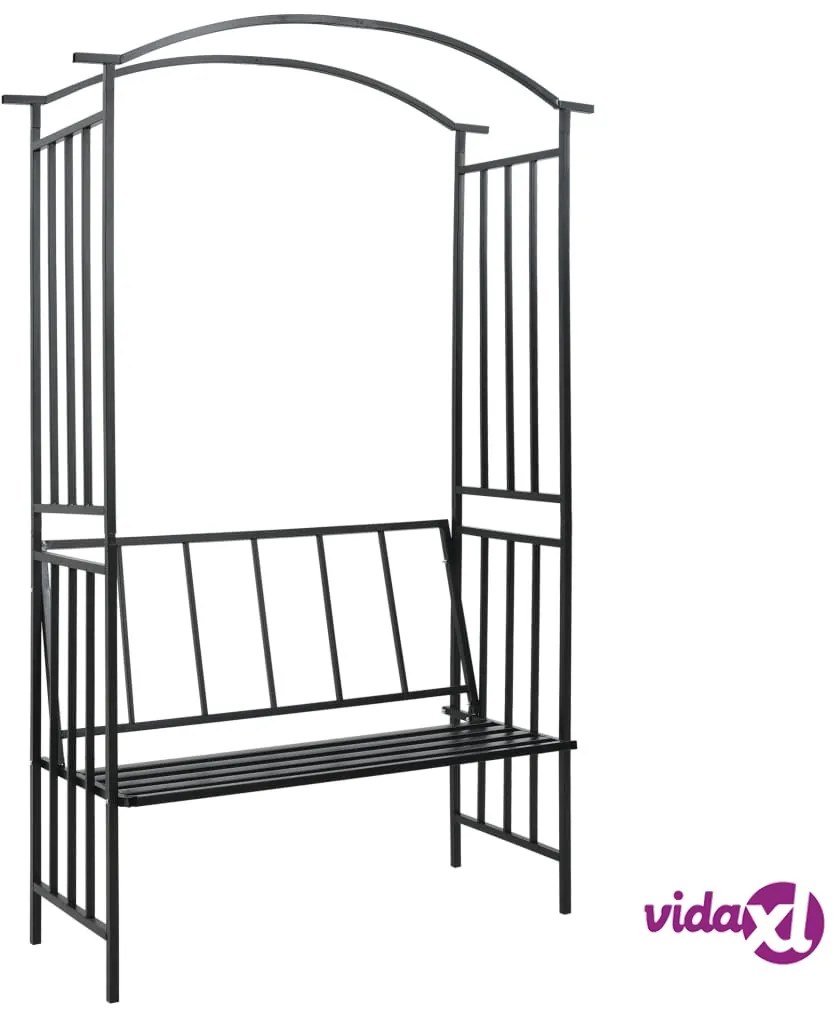 vidaXL Arco da Giardino con Panca Nero 128x50x207 cm in Ferro