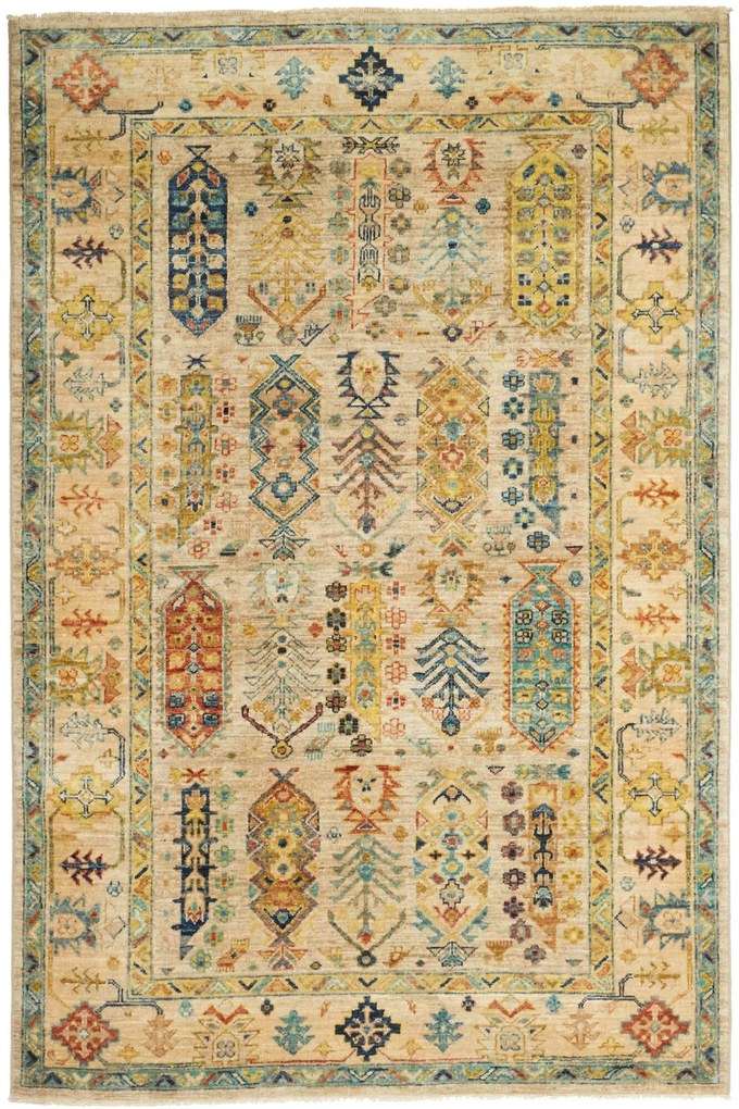 Samarkand Tappeto 190x130 Beige (Pakistan) Annodato A Mano