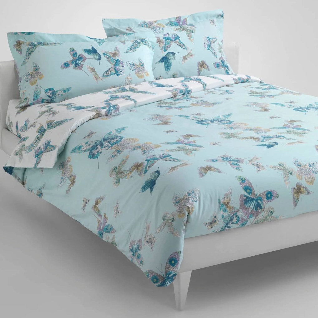 Completo Copripiumino in Percalle Butterfly Matrimoniale -